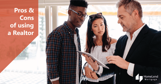 Man with glasses wearing flannel shirt in center of image and woman with long brown hair and a white top to the right both looking at an iPad held by a man in a suit